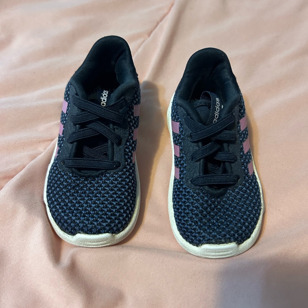 Adidas navy blue and purple toddler sneakers